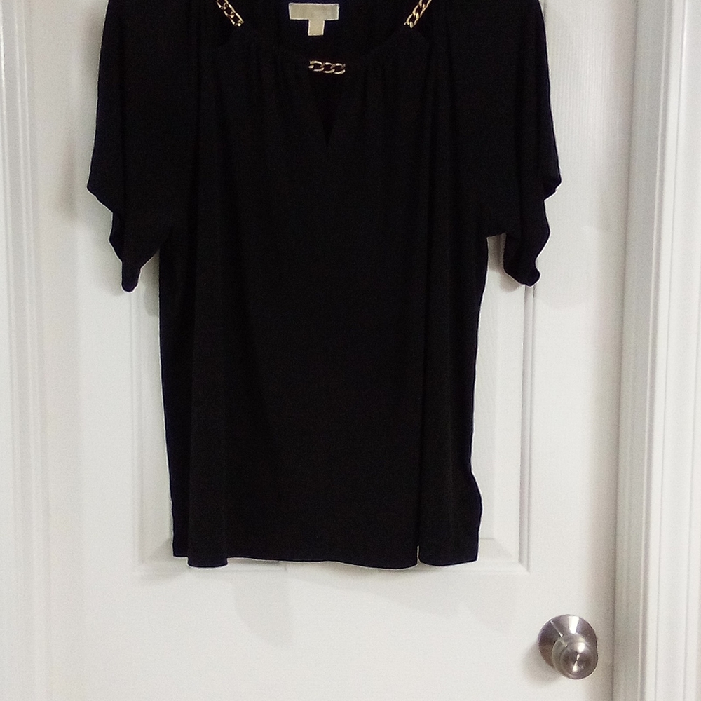 Michael Kors Black Blouse with Gold Accent - Picture 2 of 10
